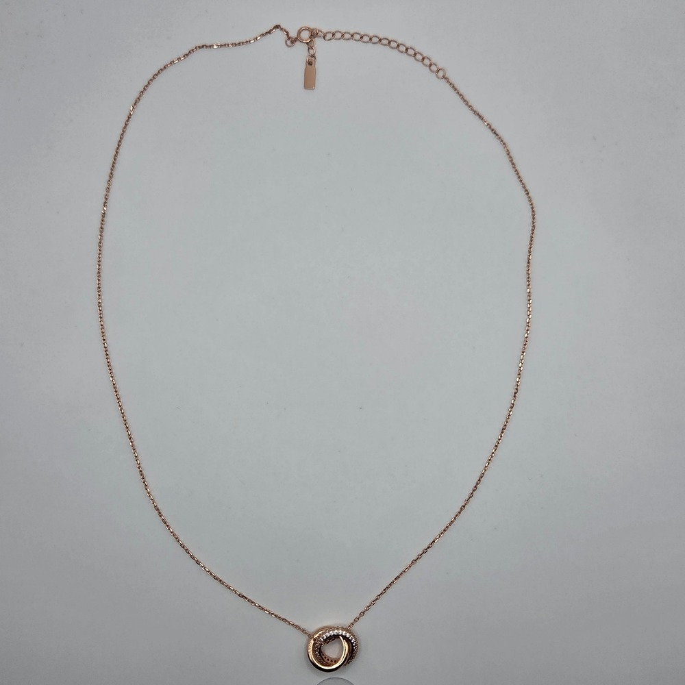 925 Marked Rose Gold Tone Interlocking Circle Necklace 20"